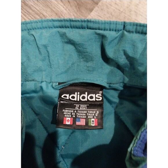 Mens 1980s Vintage Adidas Coat Large Blue Green - Picture 8 of 16